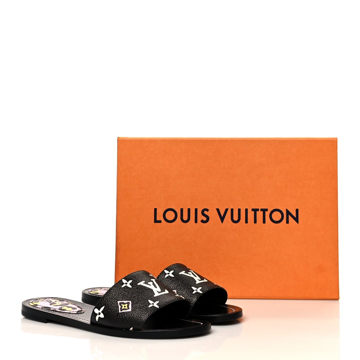 Monogram Wild At Heart Lock It Flat Mule 38 Black