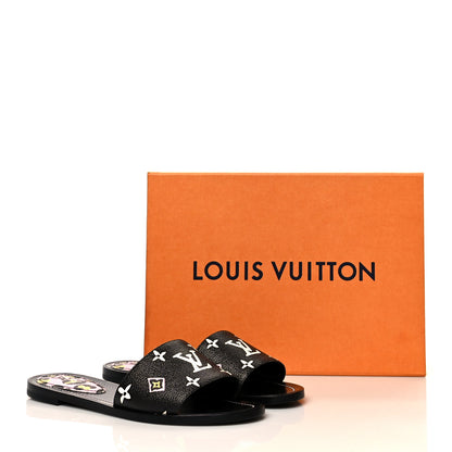 Louis Vuitton Monogram Wild At Heart Lock It Flat Mule 38 Black 9 of 9