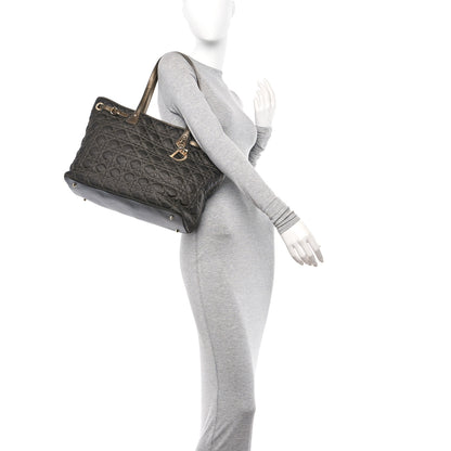 Christian Dior Coated Canvas Cannage Medium Panarea Tote Bronze 2 of 15