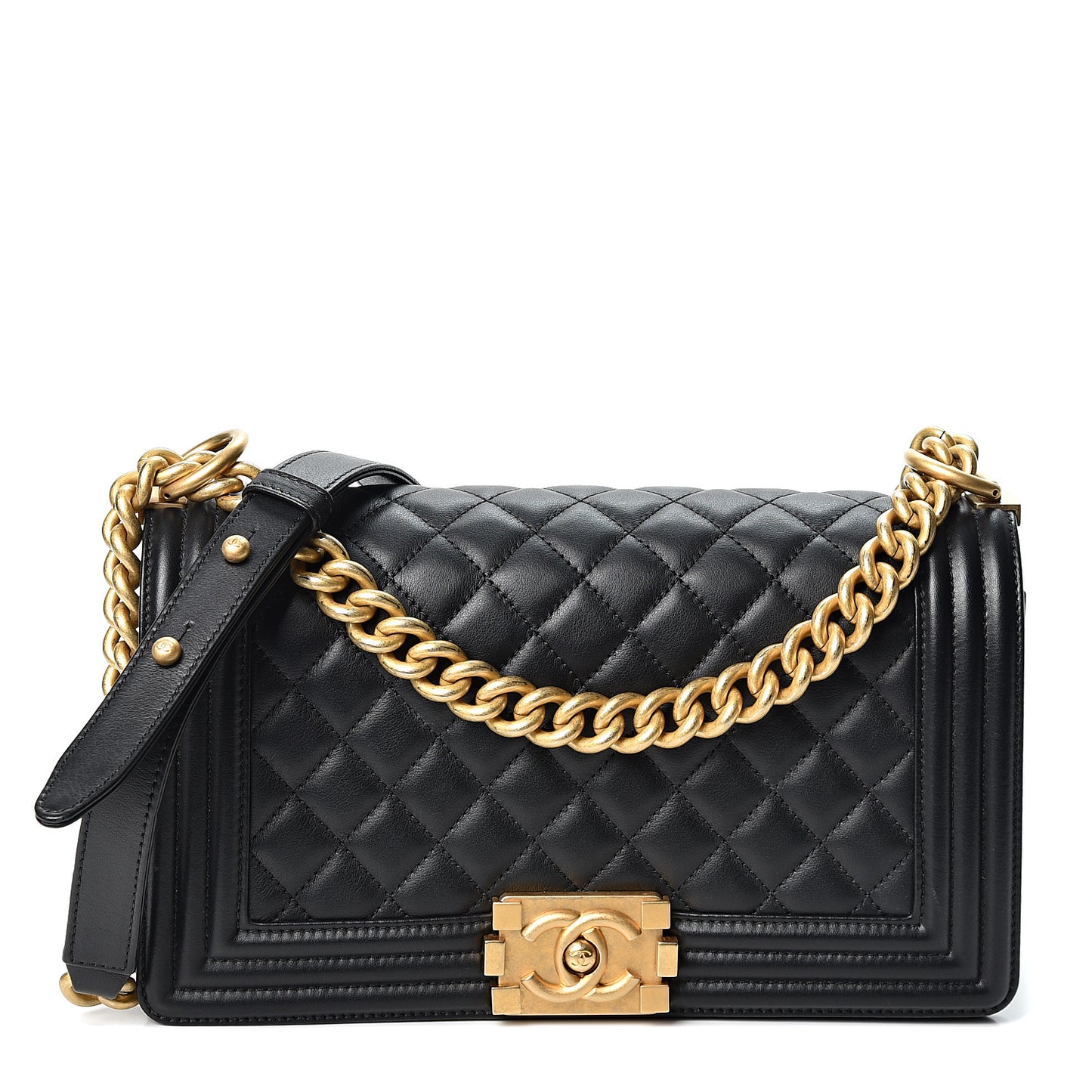 Calfskin Quilted Medium Boy Flap Black