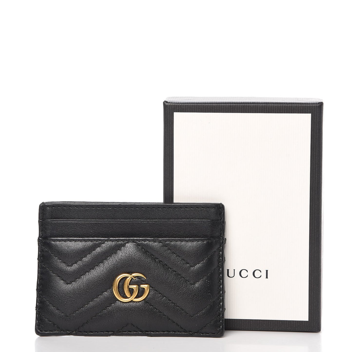 Calfskin Matelasse GG Marmont Card Holder Black