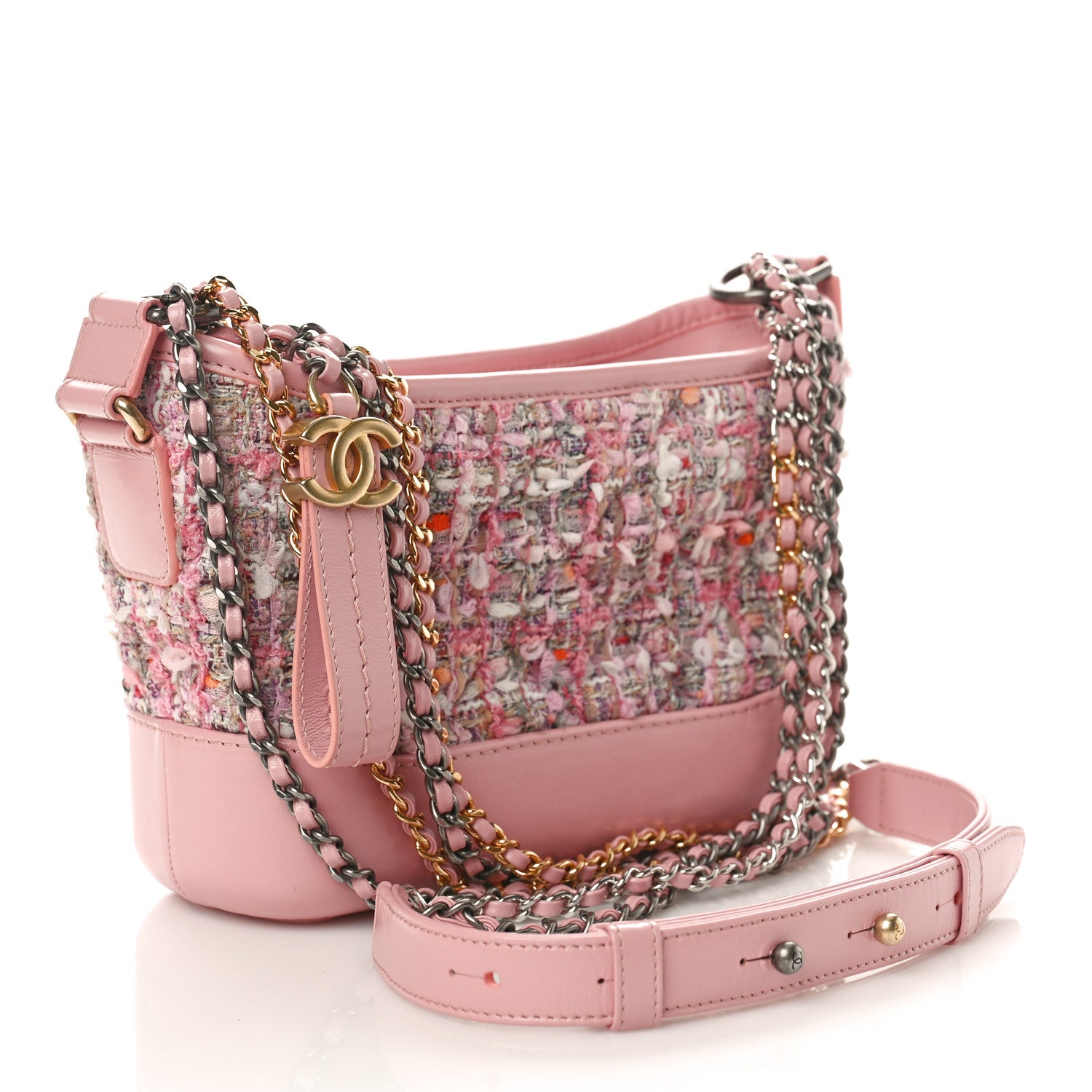 Chanel Tweed Calfskin Small Gabrielle Hobo Light Pink 3 of 9