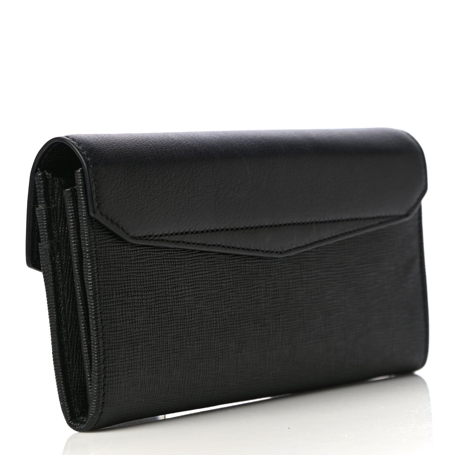 Fendi Vitello Elite Flamingo 2Jours Continental Wallet Black 3 of 11