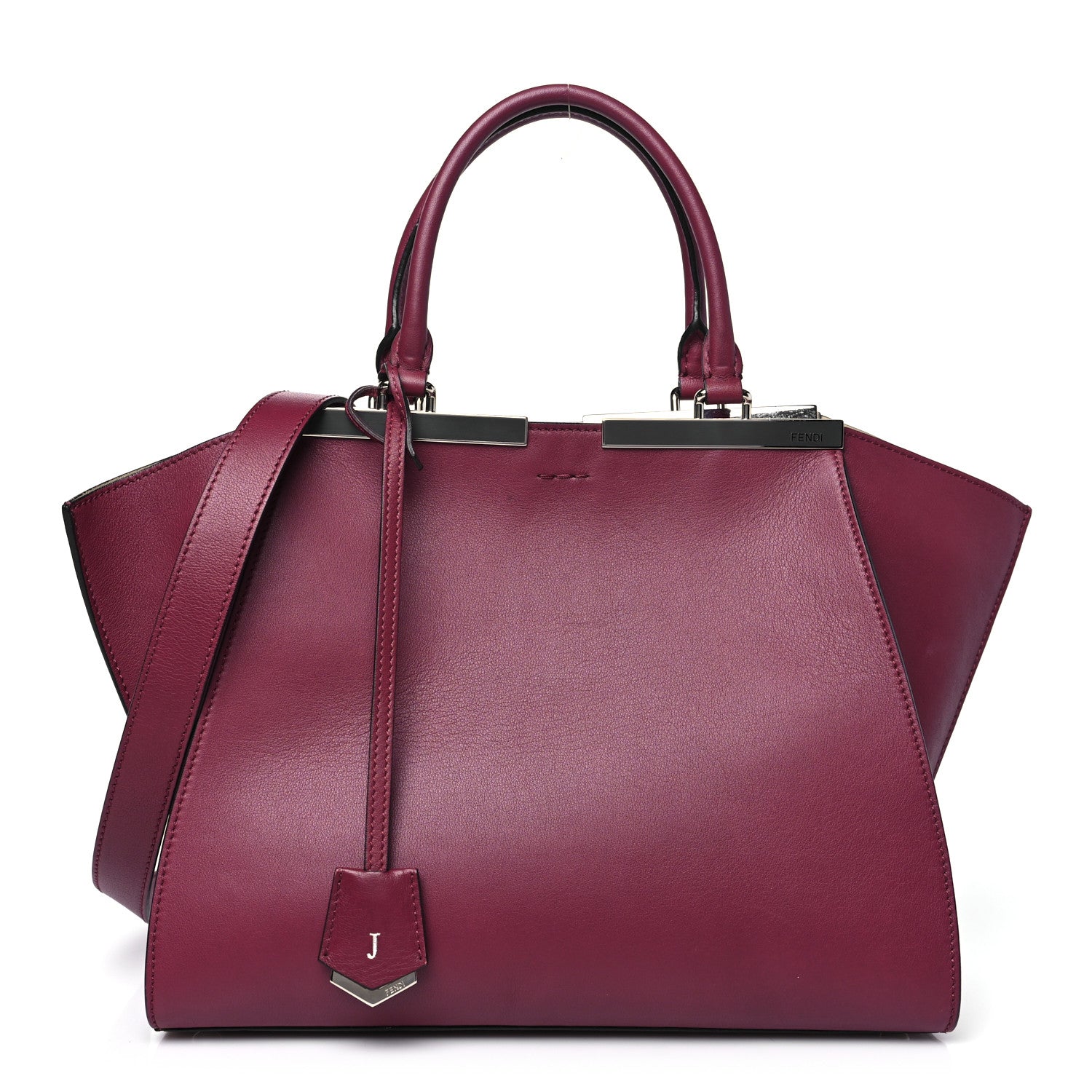 Fendi Vitello Dolce Marmol Shiny Nappa Petite 3Jours Tote Bordeaux 1 of 11