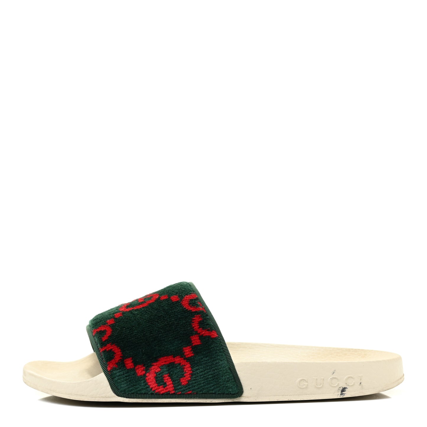 Velvet GG Monogram Slide Sandals 36 Green Red