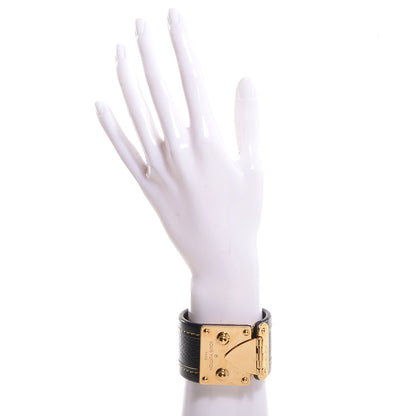 Louis Vuitton Chèvre Suhali S Lock Bracelet Small Black 2 of 7