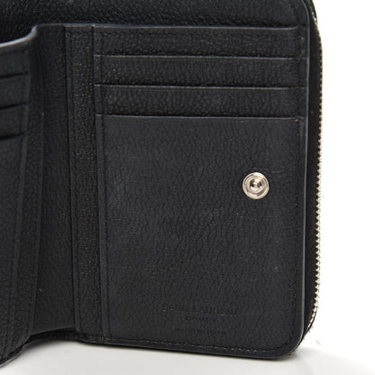Saint Laurent Grained Calfskin Rive Gauche Compact Zip Around Wallet Black 6 of 6