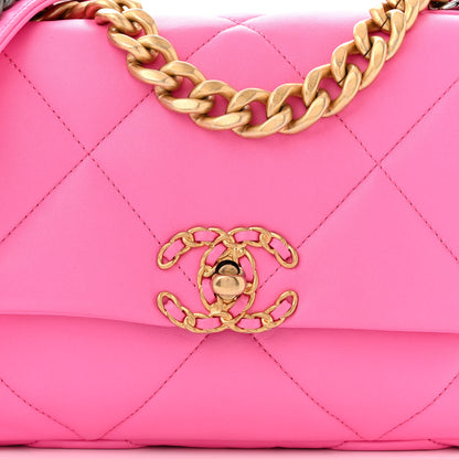 Chanel Lambskin Quilted Medium Chanel 19 Flap Neon Pink 8 of 10
