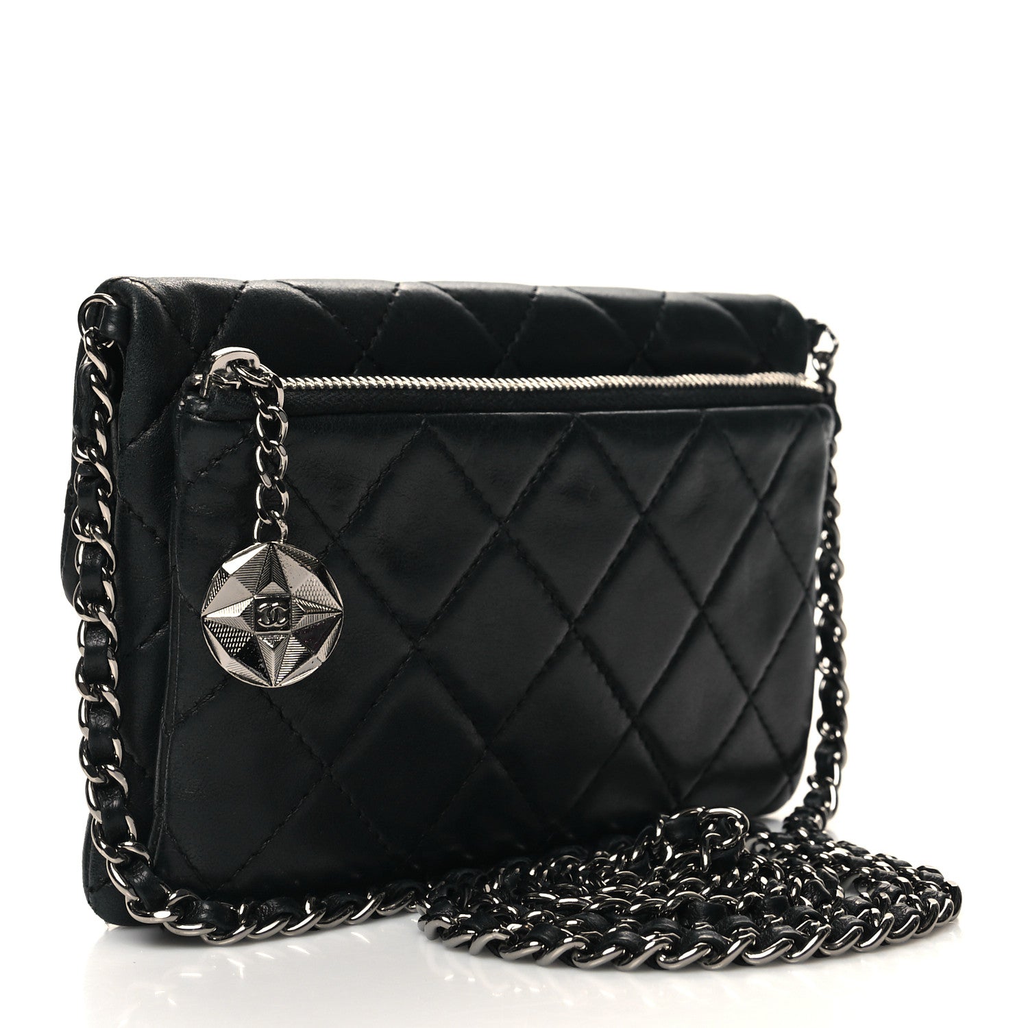Chanel Lambskin Quilted Mini Mineral Nights Flap Crossbody Bag Black 3 of 15