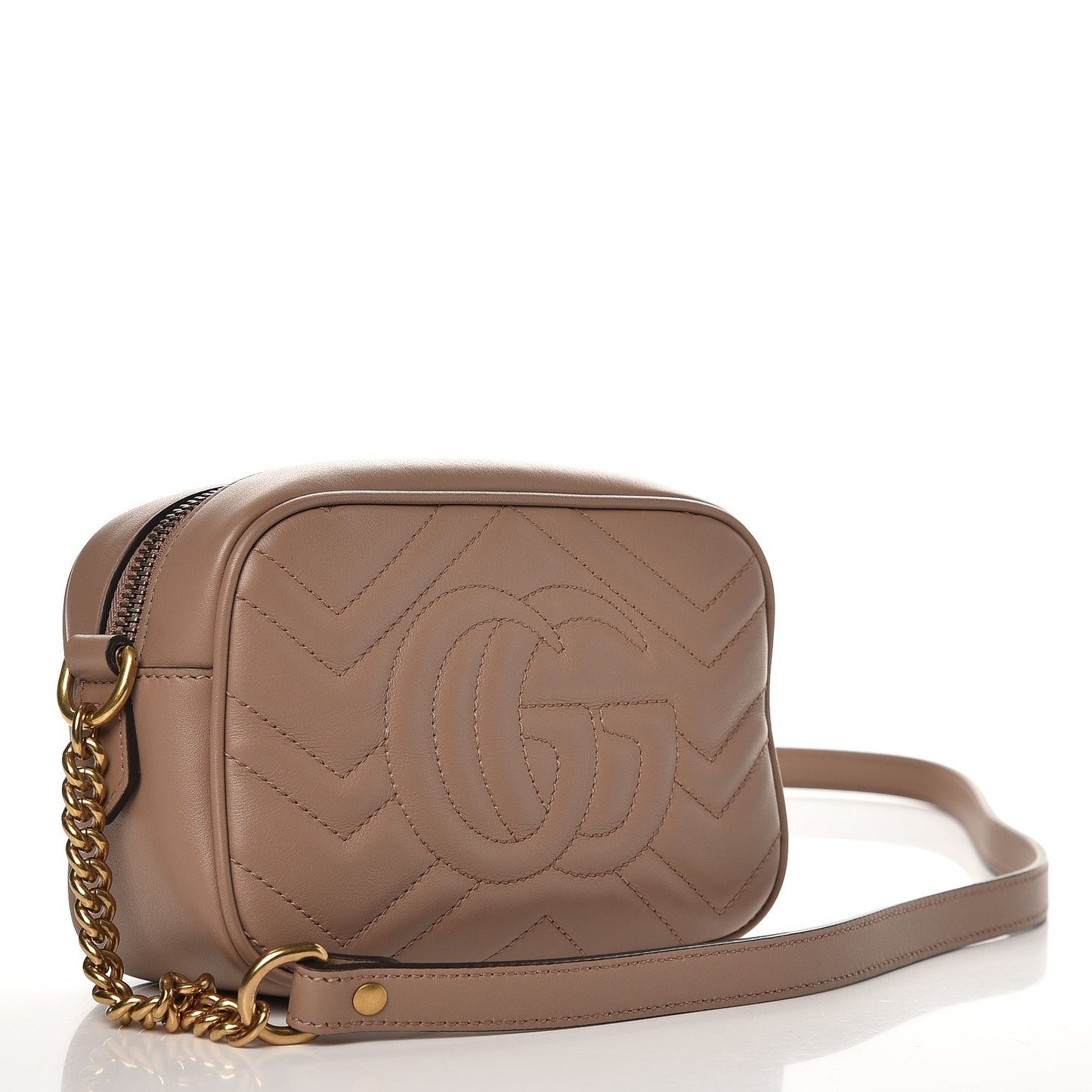 Calfskin Matelasse Mini GG Marmont Chain Shoulder Bag Nude