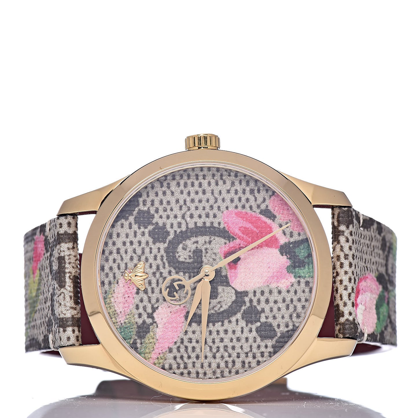 Stainless Steel Canvas 38mm G-Timeless Supreme GG Blooms Quartz Watch Brown