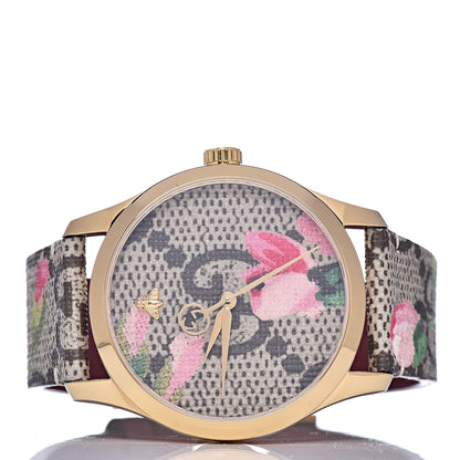 Gucci Stainless Steel Canvas 38mm G-Timeless Supreme GG Blooms Quartz Watch Brown 4 of 9