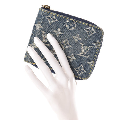 Louis Vuitton Denim Zip Compact Wallet Blue 2 of 8