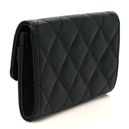 Chanel Caviar Quilted Chain CC Quilted Compact Flap Card Holder Black 3 of 9