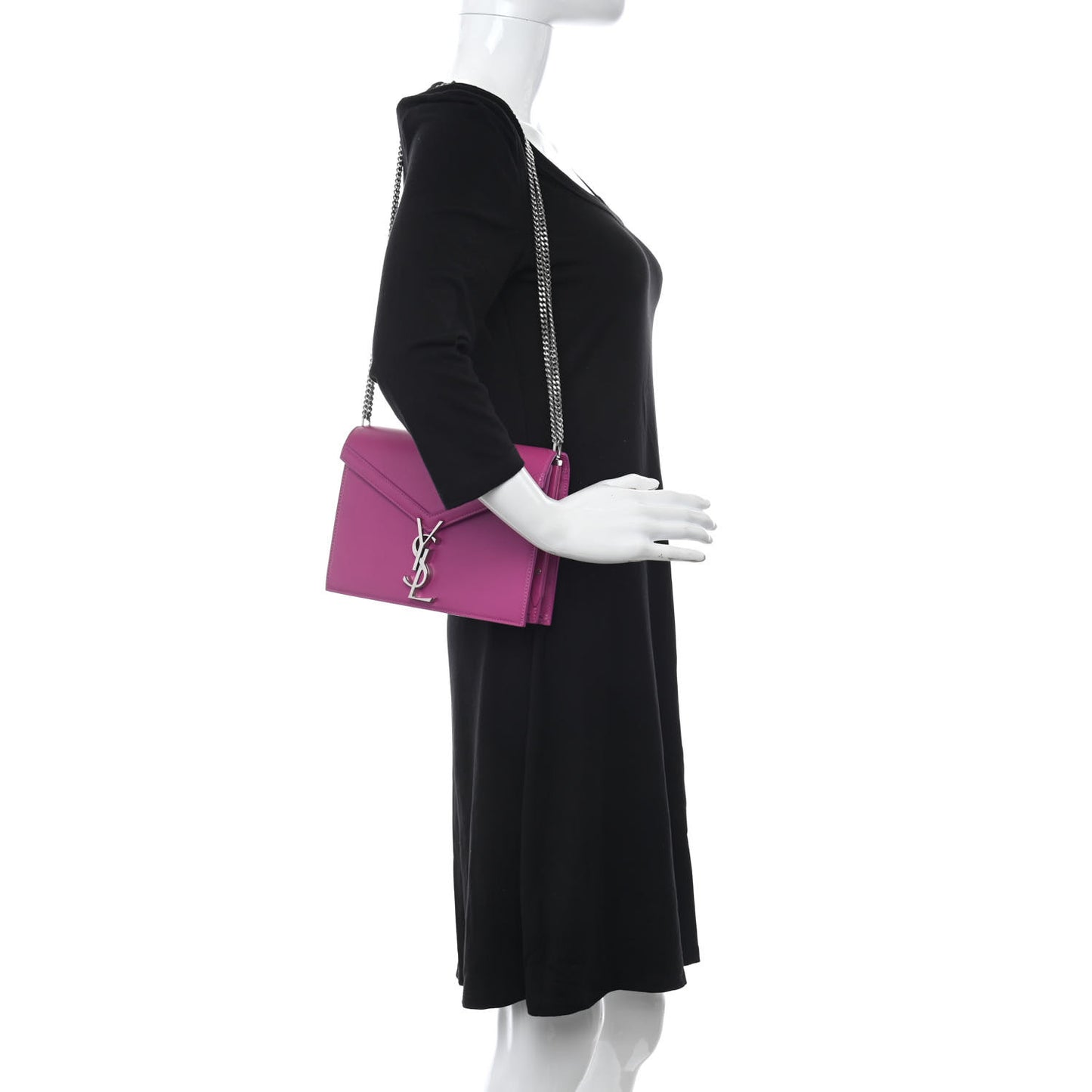 Smooth Calfskin Monogram Cassandra Clasp Bag Electric Fuchsia