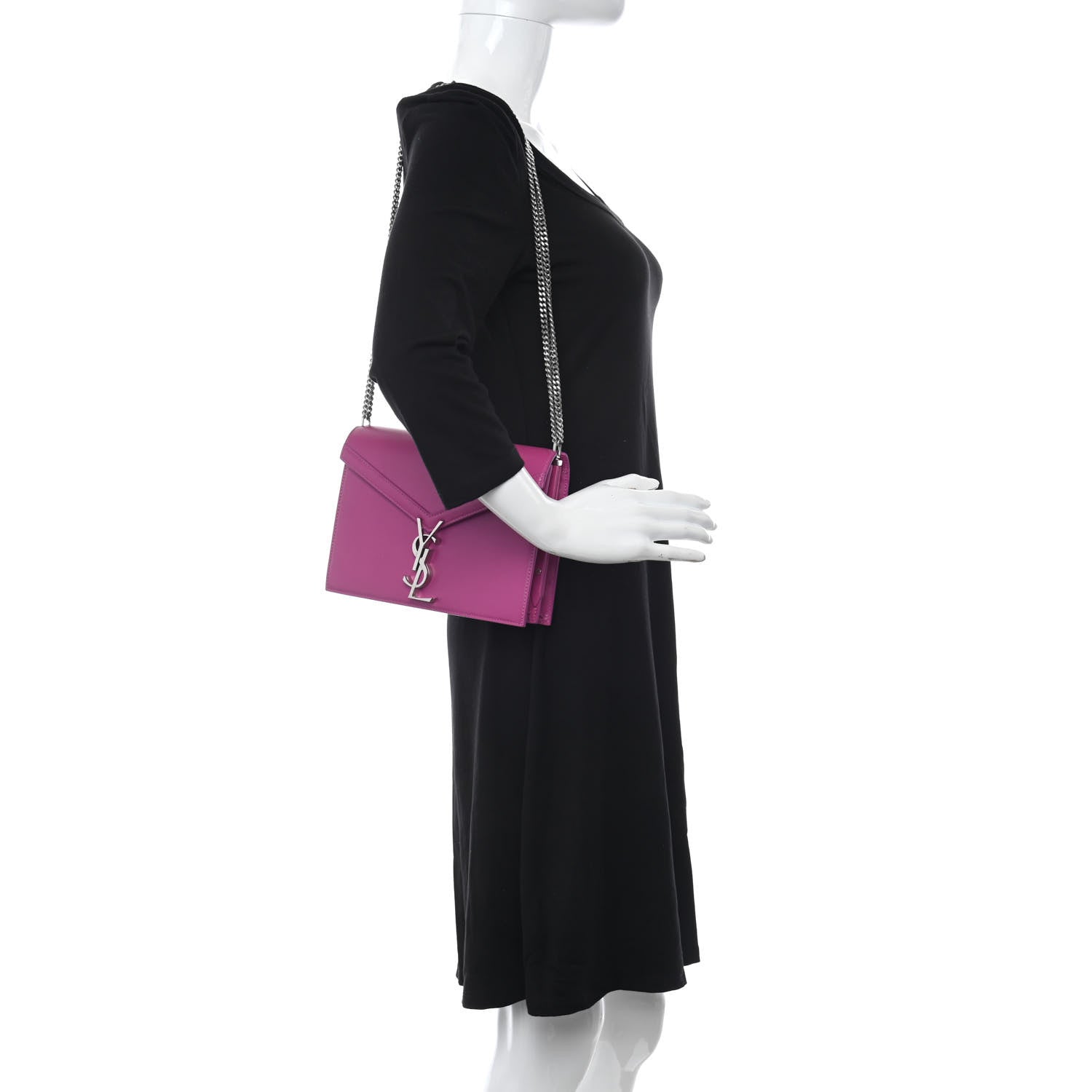 Saint Laurent Smooth Calfskin Monogram Cassandra Clasp Bag Electric Fuchsia 2 of 10