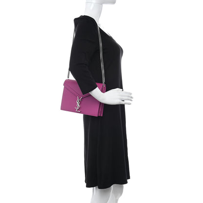 Saint Laurent Smooth Calfskin Monogram Cassandra Clasp Bag Electric Fuchsia 2 of 10