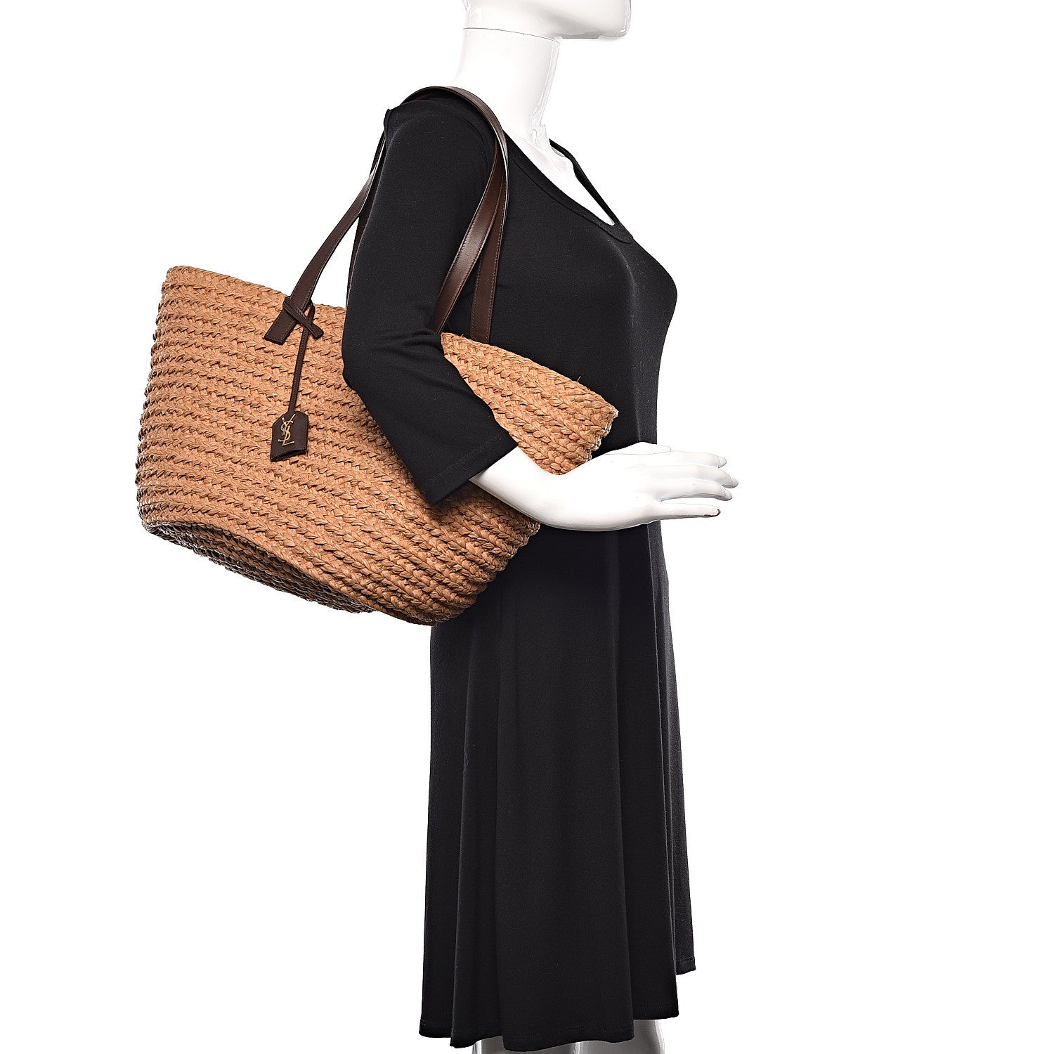 Saint Laurent Raffia Calfskin Medium Panier Tote 2 of 9