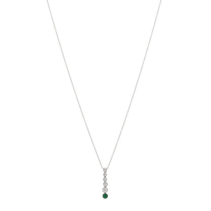 Tiffany Platinum Diamond Emerald Jazz Graduated Drop Pendant Necklace 1 of 3