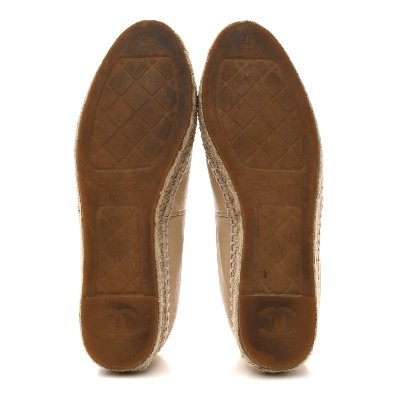 Chanel Lambskin CC Espadrilles 40 Beige Black 6 of 10