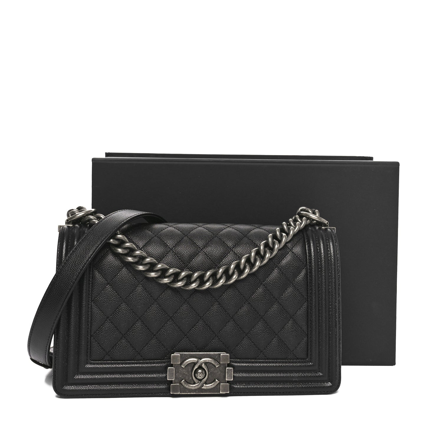 Caviar Quilted Medium Boy Flap Black