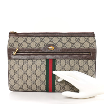 Gucci GG Supreme Monogram Large Ophidia Pouch Clutch Brown 2 of 8