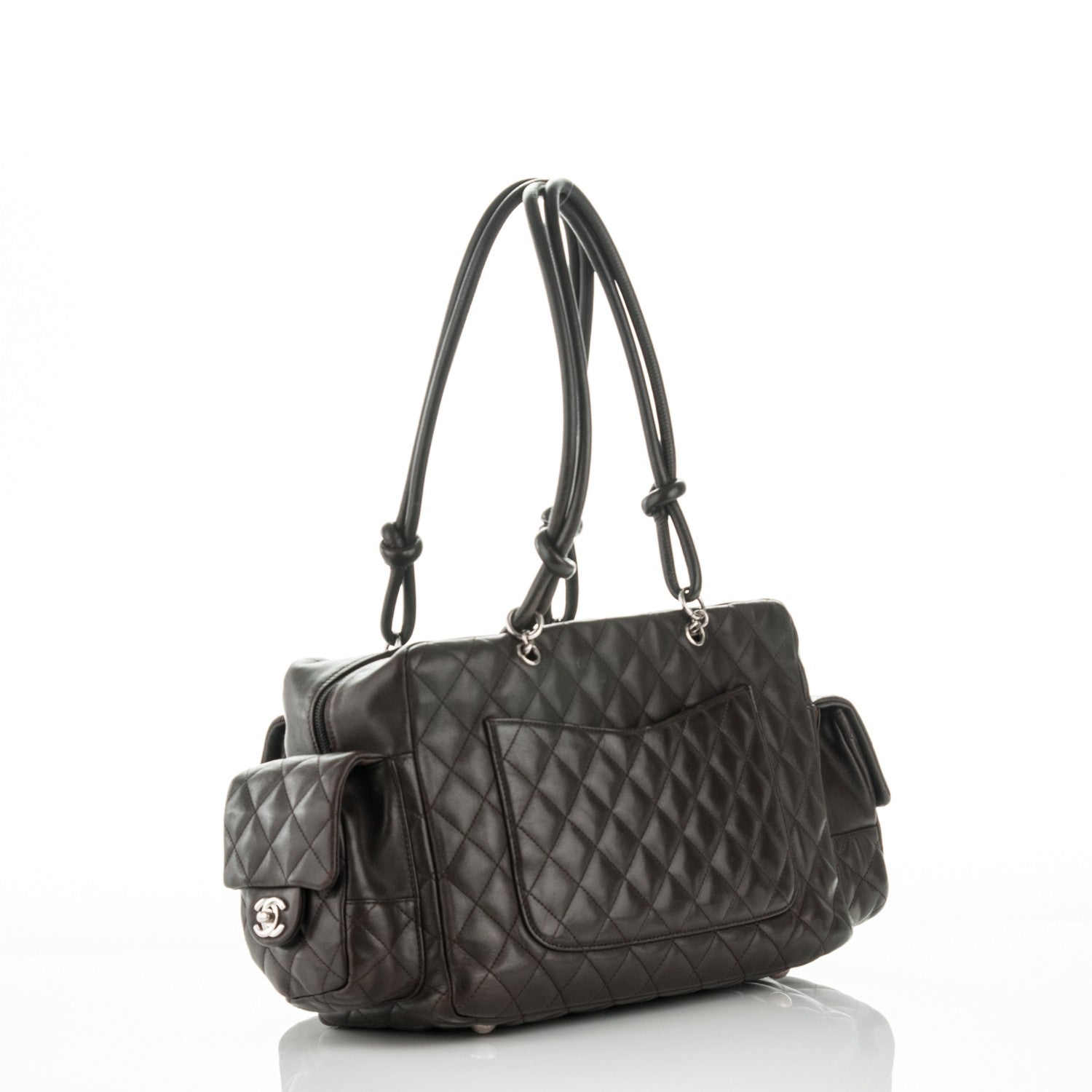 Chanel Calfskin Quilted Large Cambon Multipocket Reporter Brown Beige 3 of 7