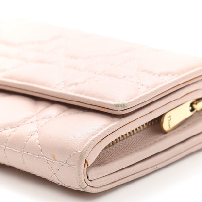 Christian Dior Lambskin Cannage Lady Dior Flap Wallet Light Pink 10 of 13