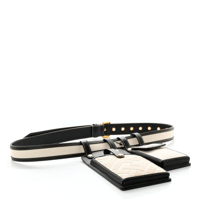 Fendi Calfskin Canvas Multi Accessory Belt Beige Black 4 of 12