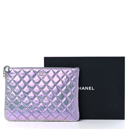 Chanel Iridescent Crumpled Calfskin CC Ripples Medium Cosmetic Case Purple 10 of 10