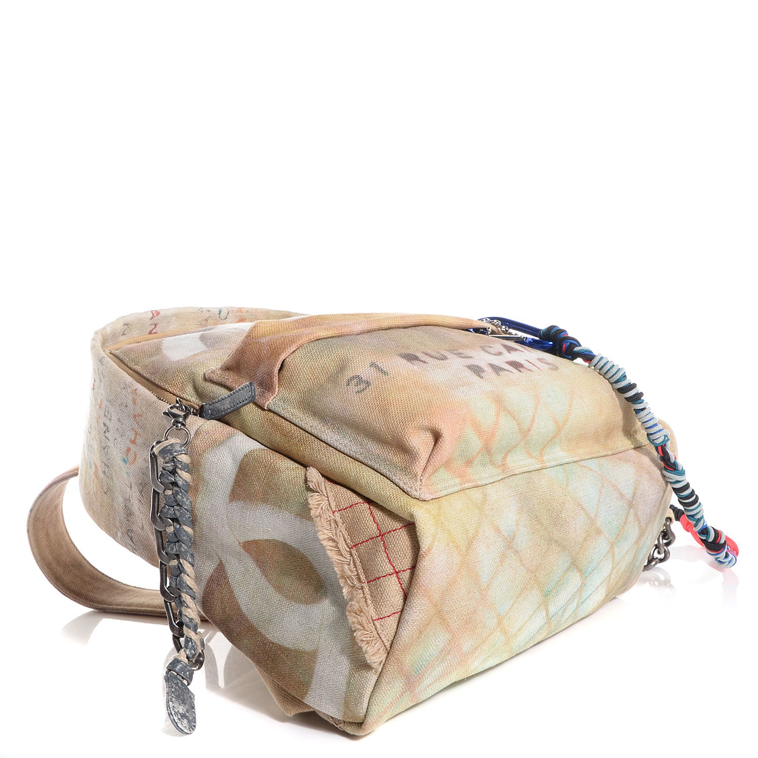 Chanel Graffiti Printed Canvas Medium Backpack Beige 5 of 8