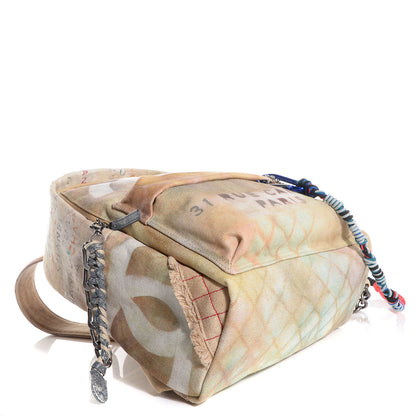 Chanel Graffiti Printed Canvas Medium Backpack Beige 5 of 8