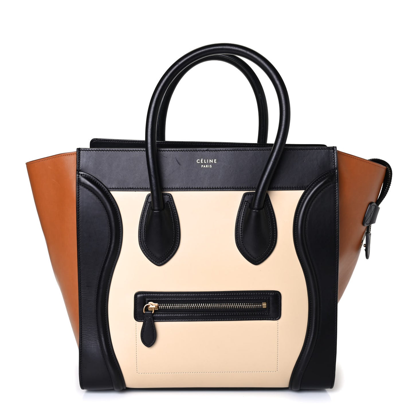 Satin Calfskin Mini Tri-Color Luggage Seashell
