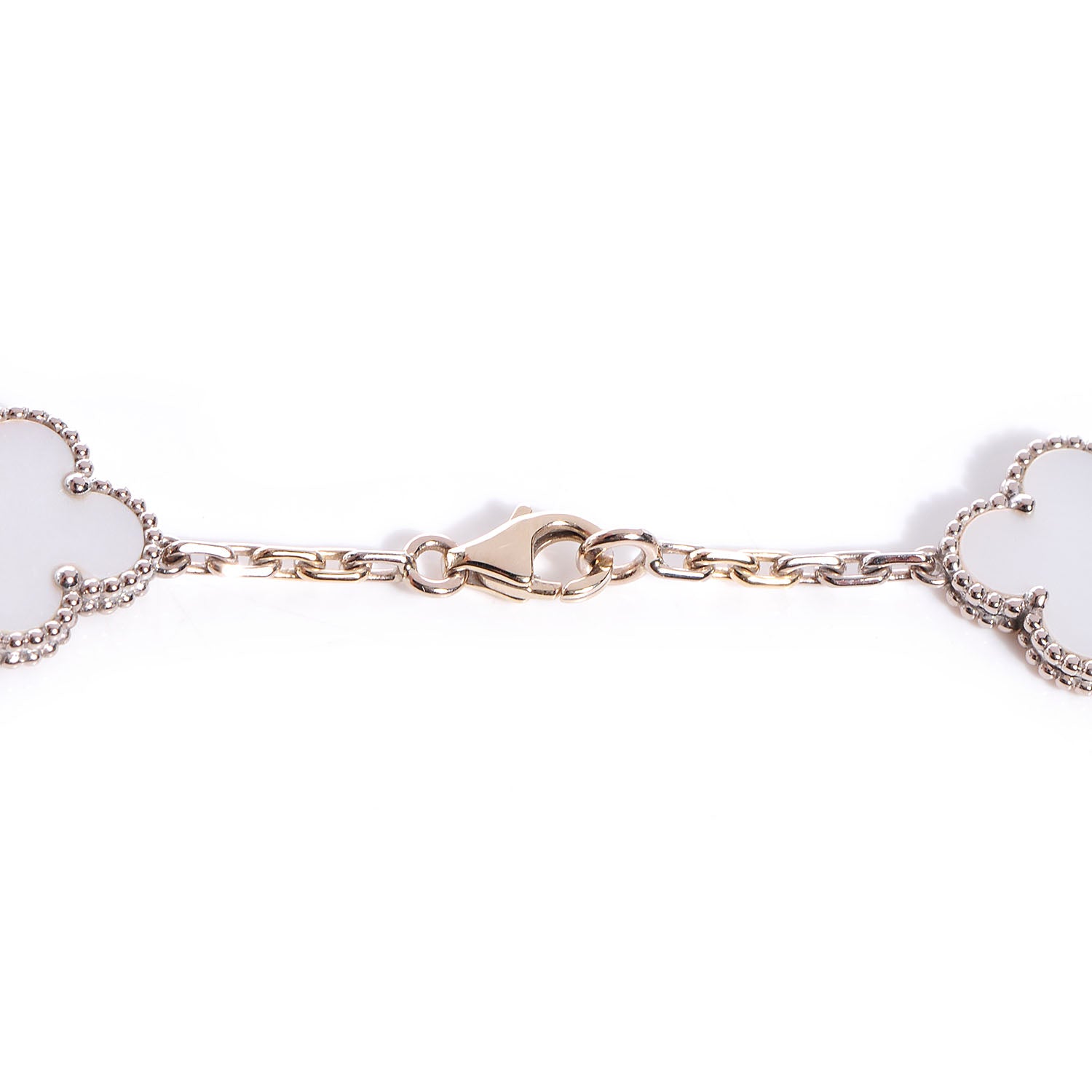 Van Cleef & Arpels 18K White Gold Mother of Pearl 10 Motifs Vintage Alhambra Necklace 6 of 7
