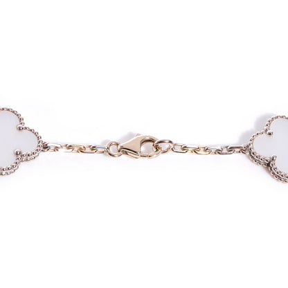 Van Cleef & Arpels 18K White Gold Mother of Pearl 10 Motifs Vintage Alhambra Necklace 6 of 7