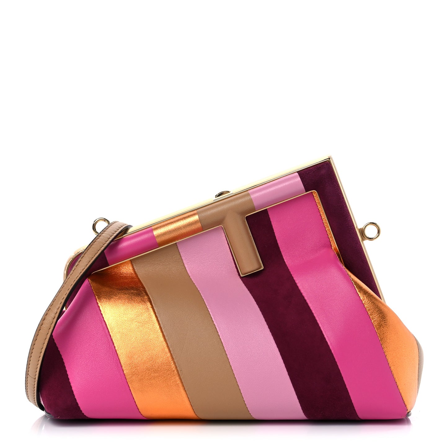 Nappa Suede Striped Inlay Small Fendi First Multicolor