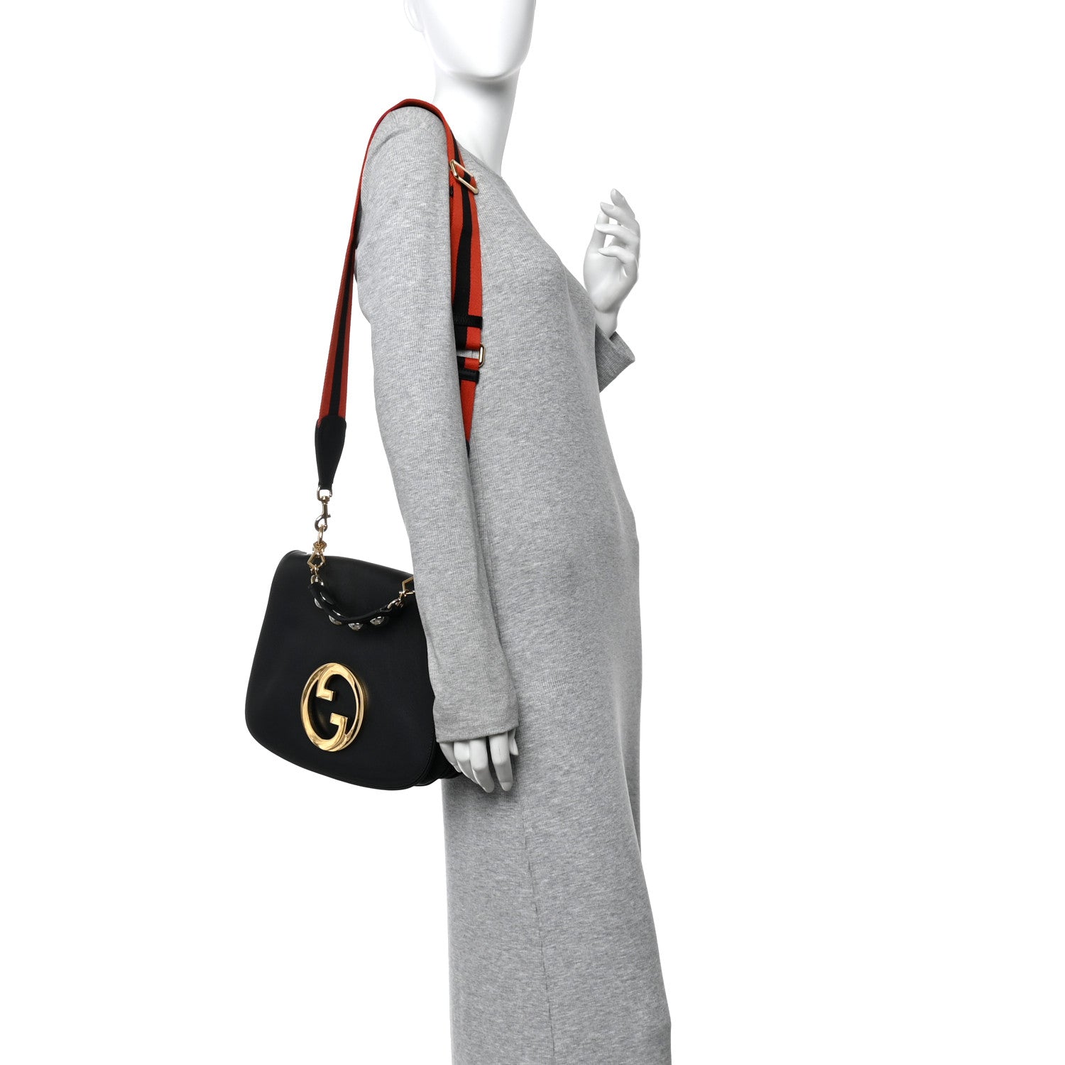 Gucci Roxy Calfskin Web Medium Studded Blondie Shoulder Flap Bag