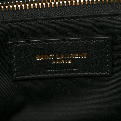 Saint Laurent Denim Quilted Toy Loulou Puffer Monogram Chain Satchel Blue Black 6 of 10