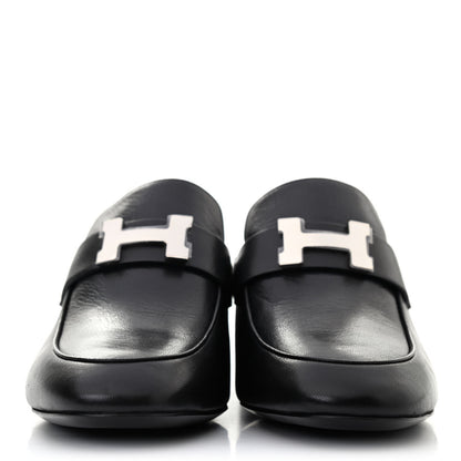 Hermes Goatskin Paradis Mules 37 Black 2 of 8