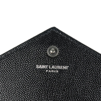 Saint Laurent Grain De Poudre Matelasse Chevron Medium Monogram Chain Wallet Black 6 of 7