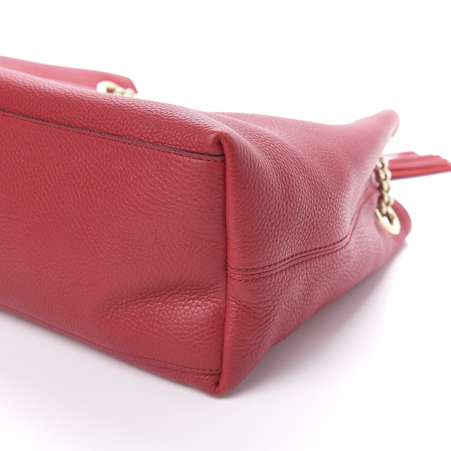 Gucci Pebbled Calfskin Medium Soho Chain Shoulder Bag Tabasco Red 9 of 10