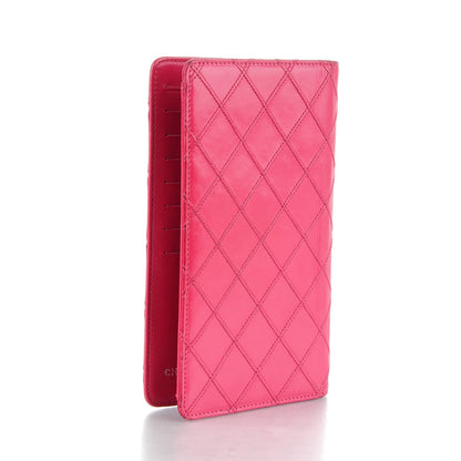 Chanel Lambskin Diamond Stitched Yen Wallet Fuchsia 3 of 9