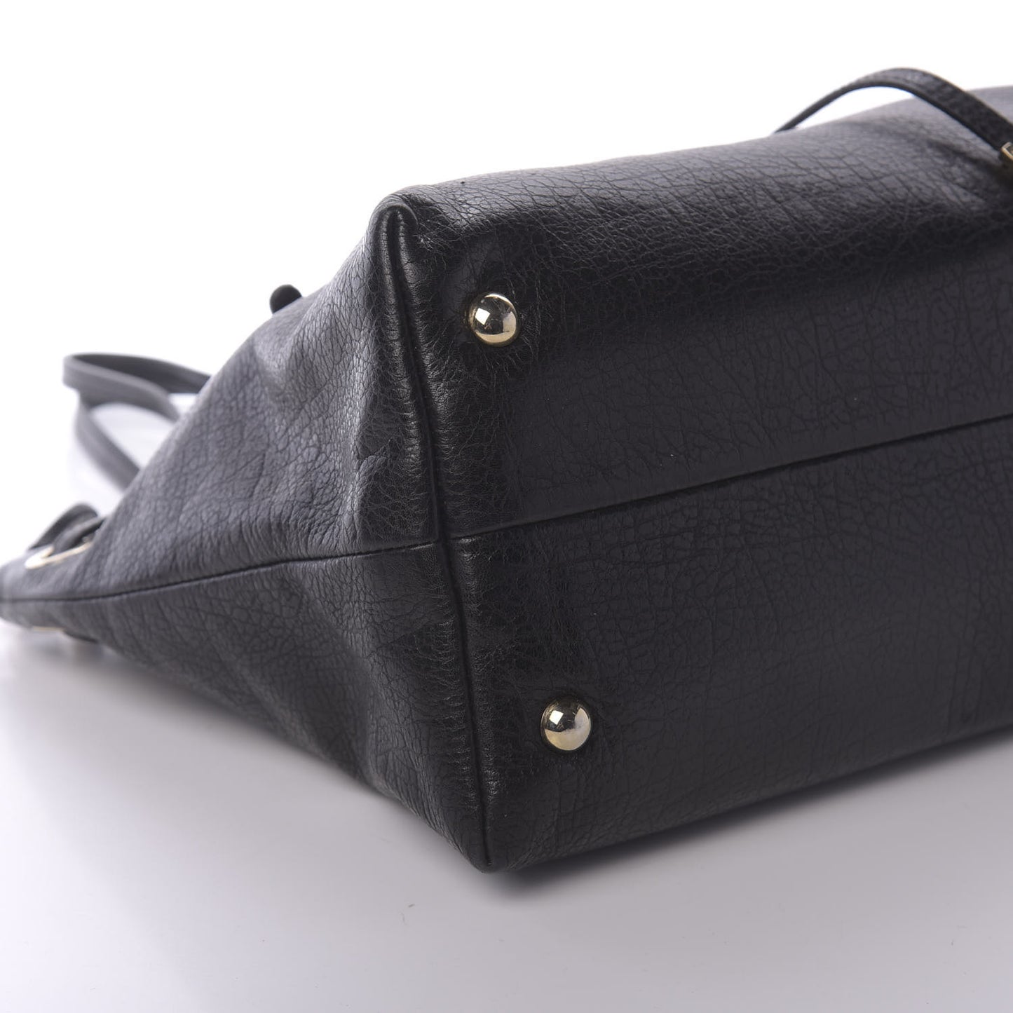 Grainy Calfskin Small Rhea Tote Black