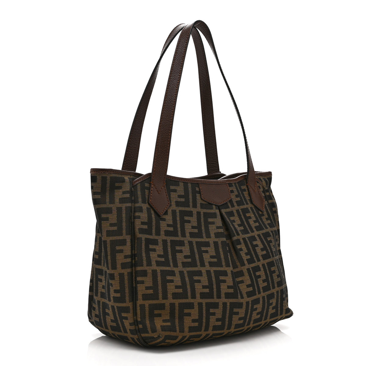 Fendi Zucca Vitello Artic Medium Shopping Tote Tobacco Castagna 3 of 13