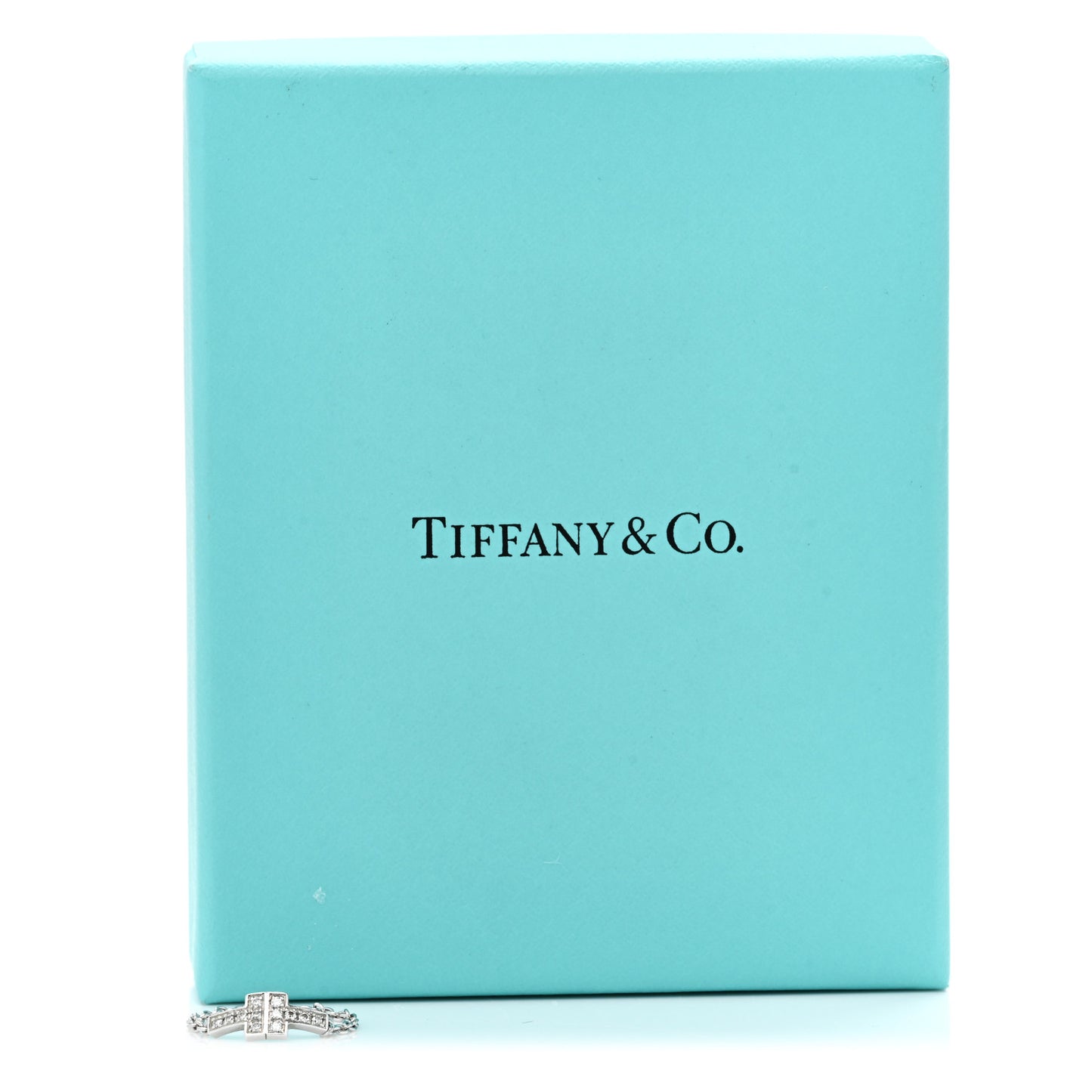 18K White Gold Diamond T Chain Ring 49 5