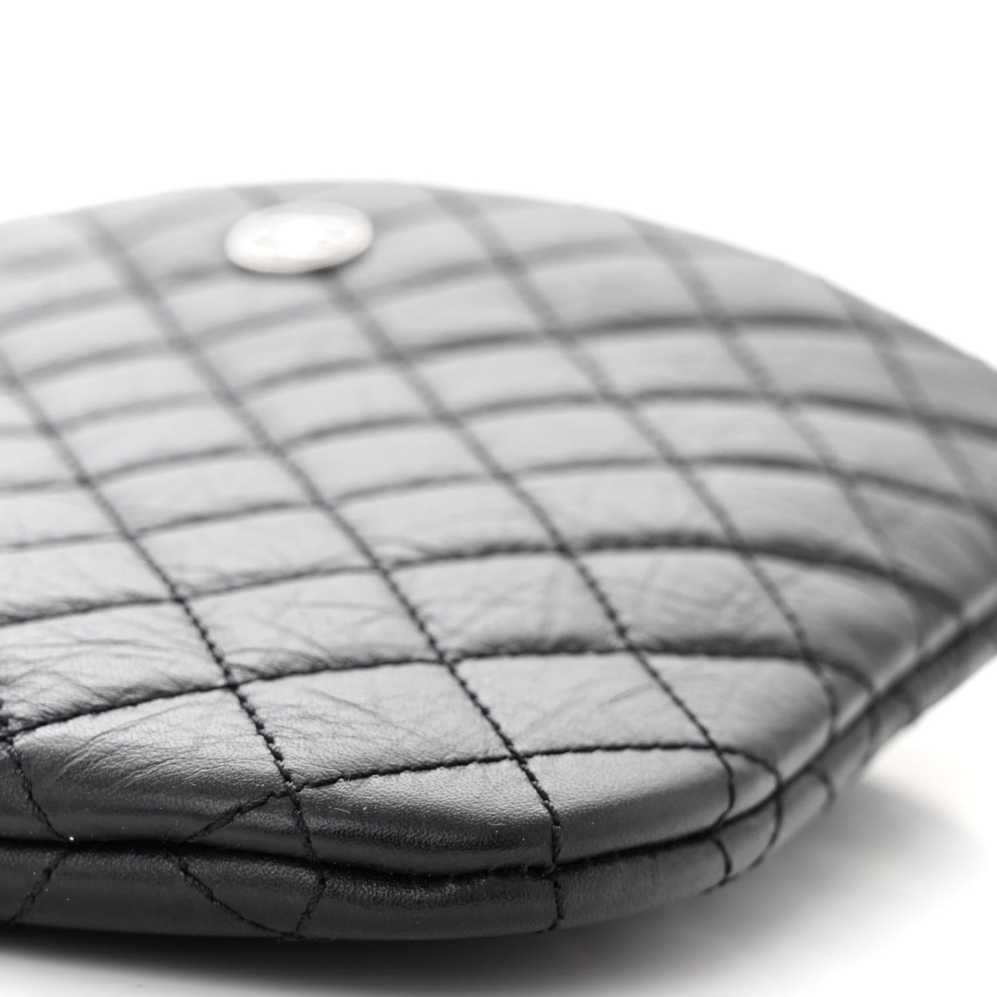 Aged Calfskin Quilted Crossbody Bag Black