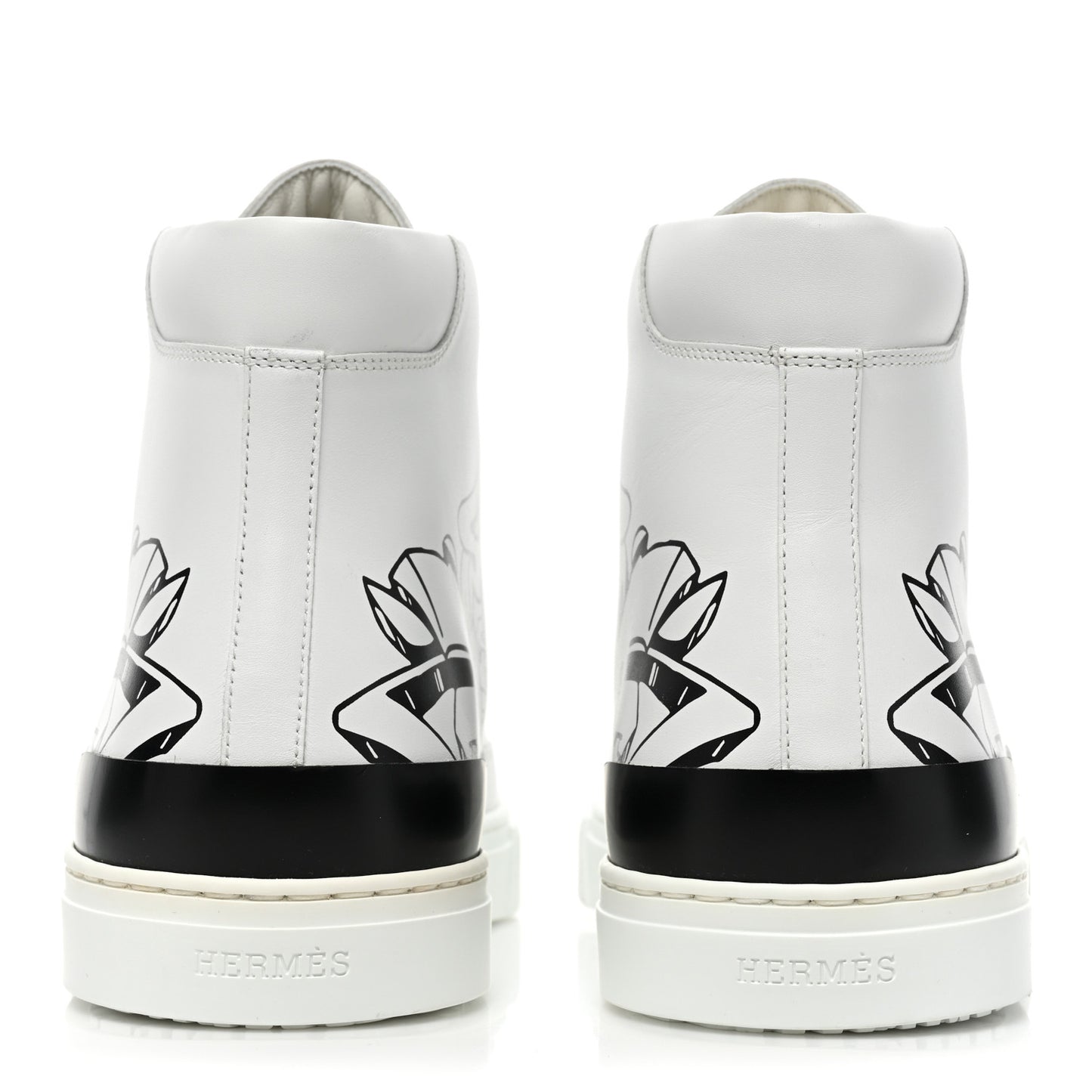 Calfskin Graff Print Mens District Sneakers 41 White Black