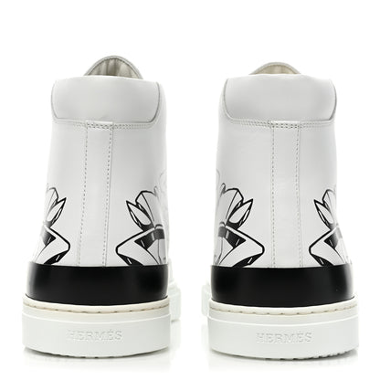Hermes Calfskin Graff Print Mens District Sneakers 41 White Black 4 of 10