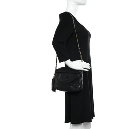 Chanel Lambskin Quilted CC Tassel Flap Black 2 of 12