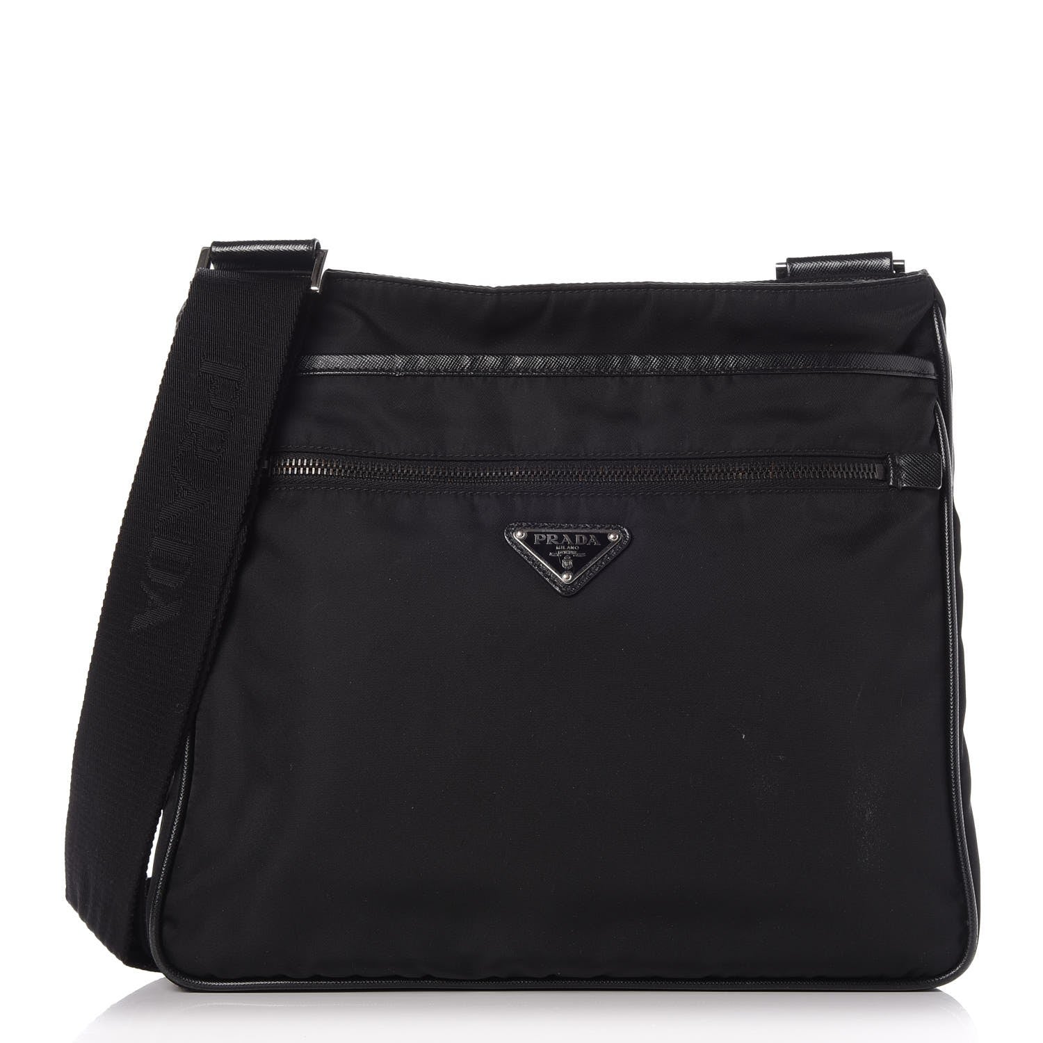 Prada Nylon Saffiano Flat Messenger Bag Black 1 of 9